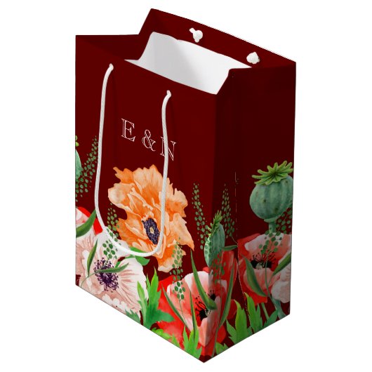 Pavot Fleurs Moyen Cadeau Sac (Devant Angle)