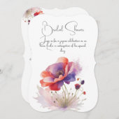 Pavot fleurs nuptiale douche invitation florale. (Devant / Derrière)