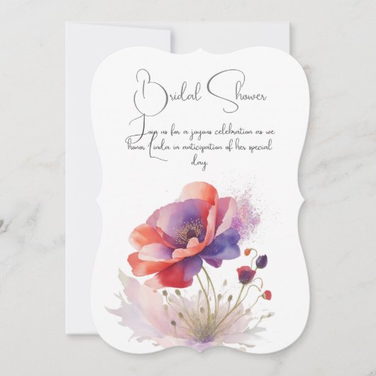 Pavot fleurs nuptiale douche invitation florale. (Devant)