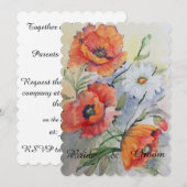 Pavot floral à aquarelle avec faire-part de mariag (Devant / Derrière)