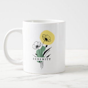 Pavot floral Serenity Café Mug Line Art Aïd