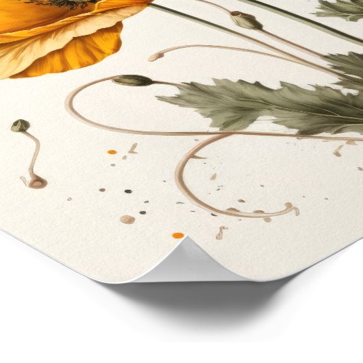 Pavot jaune Fleurs Art Imprimer Poster (Coin)