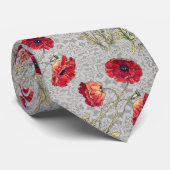 Pavot Red Grey Botanique Doily | Cravate (Roulé)