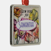 Pavot rose Aquarelle Enfants Nom Décoration (Droite)