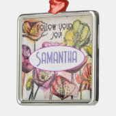 Pavot rose Aquarelle Enfants Nom Décoration (Gauche)