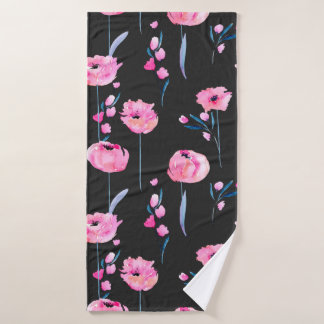 Pavot rose aquarelle et branches florales