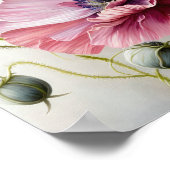 Pavot rose Fleurs Art Imprimer Poster (Coin)