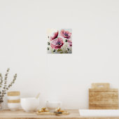 Pavot rose Fleurs Art Imprimer Poster (Cuisine)