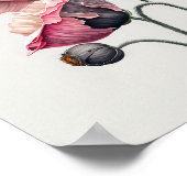 Pavot rose Fleurs Art Imprimer Poster (Coin)