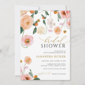 Pavot rose Floral Invitation à la douche nuptiale (Devant)