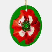 Pavot rouge blanc vert ornement vert (Droite)