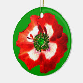 Pavot rouge blanc vert ornement vert (Gauche)