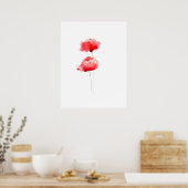 Pavot rouge fleurs à poster blanc (Cuisine)