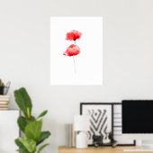 Pavot rouge fleurs à poster blanc (Bureau à domicile)