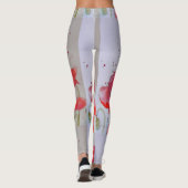 Pavot rouge Floral Aquarelle Leggings (Dos)