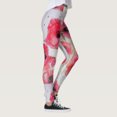 Pavot rouge Floral Aquarelle Leggings (Droite)