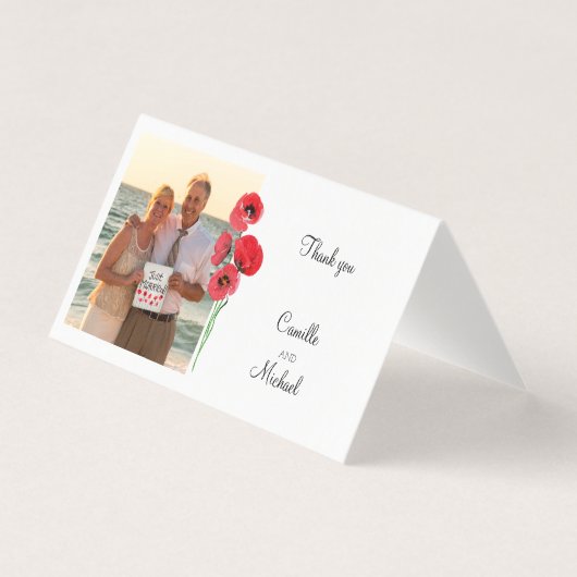 pavot rouge merci carte mariage photo (Front)