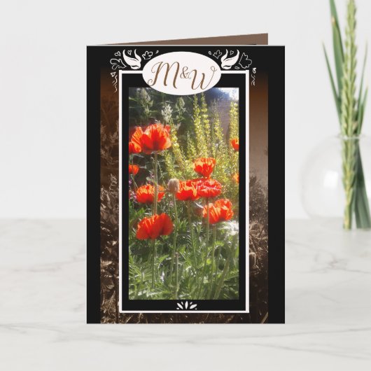 Pavot rouge Remplit Merci de fleur Monogramme (Devant)