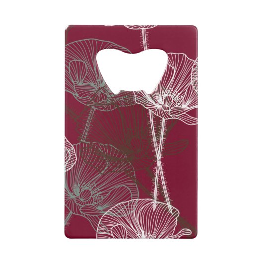 Pavot tiré à la main sur rouge foncé (Devant)