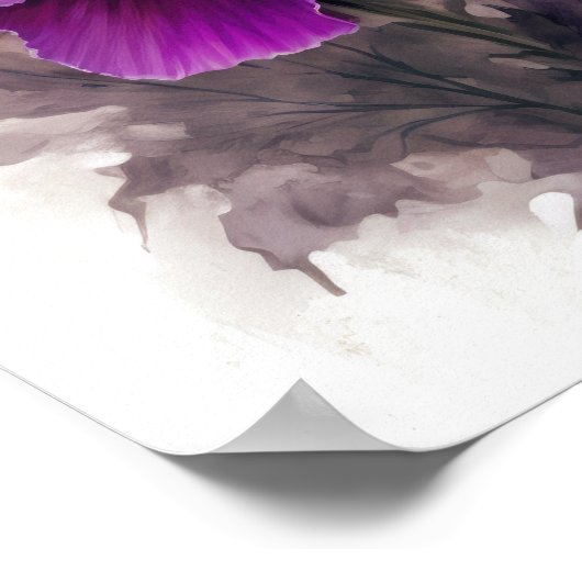 Pavot violet Fleurs Art Imprimer Poster (Coin)