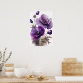 Pavot violet Fleurs Art Imprimer Poster (Cuisine)