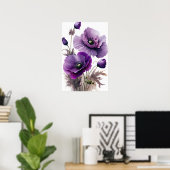 Pavot violet Fleurs Art Imprimer Poster (Bureau à domicile)