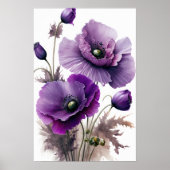 Pavot violet Fleurs Art Imprimer Poster (Devant)