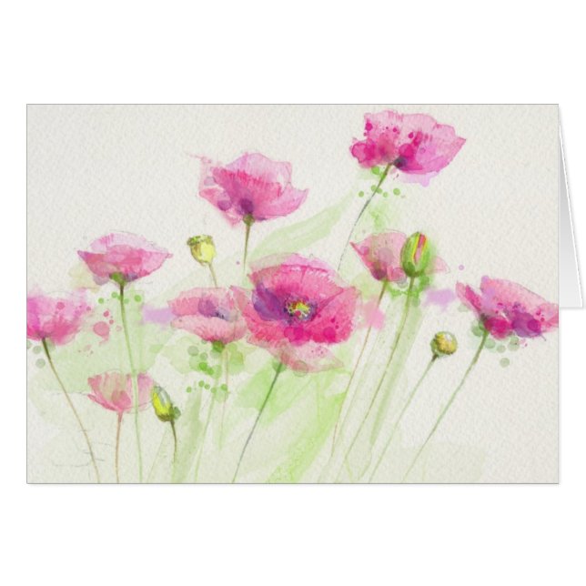 Pavots peints 3 d'aquarelle (Devant horizontal)