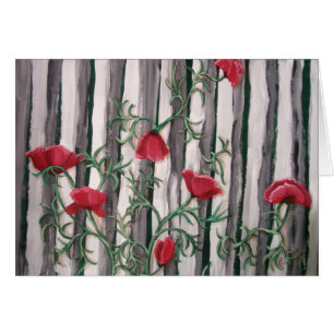 Pavots sur une barrière