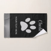 Paw Chien Argent sur arrière - plan noir (Serviette à main)