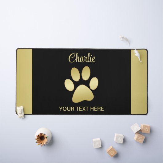 Paw chien brillant or sur arrière - plan noir (Tableau pour enfants)