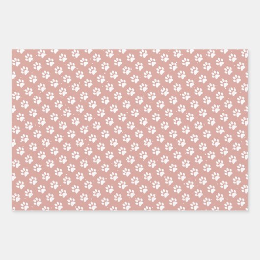 Paw Drukt roze rood blauw kerstdag af Inpakpapier Vel (Voorkant)