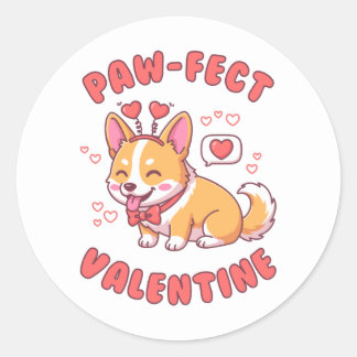 Paw-Fecte Valentijnsdag - Corgi Hond Valentijnsdag Ronde Sticker
