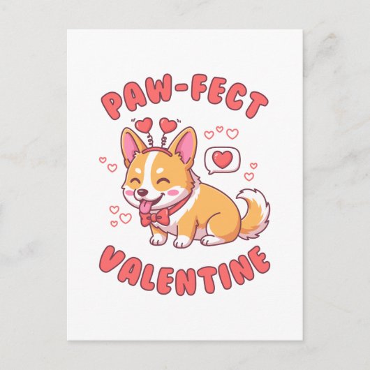 Paw-Fecte Valentijnsdag - Corgi Valentijnsdag Cade Briefkaart (Voorkant)