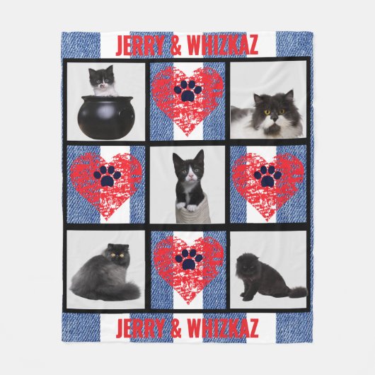 🐾 Paw Heart Pet Fotogrid Ontwerp Fleece Deken (Voorkant)