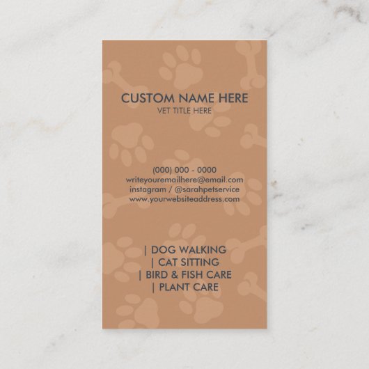 Paw Heart Pet Veterinarian Klantenkaartje (Achterkant)