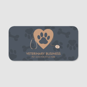 Paw Heart Stethescope Pet Doctor Veterinair Naamplaatje