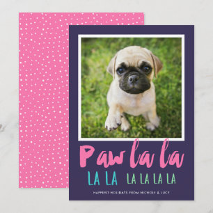 Paw La La Pet Foto Modern Kerstroze Feestdagenkaart