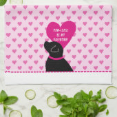 Paw-Lease Be My Valentine Black Dog Serviette de c (Plié)