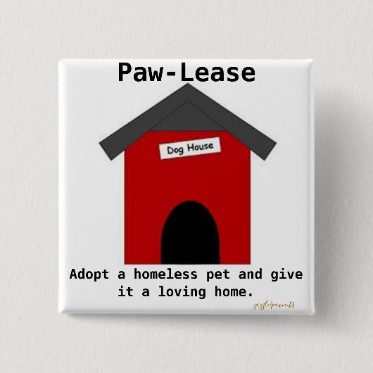 Paw-lease Vierkante Button 5,1 Cm (Voorkant)
