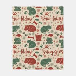 Paw-liday Snuggles Pet Lover Dog Cat Christmas Fleece Deken