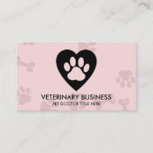 Paw Logo in hart Pet Groomer qr code Visitekaartje (Voorkant)