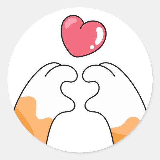 Paw Love: Cute Cat Paws Illustration Ronde Sticker (Voorkant)