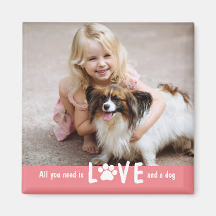Paw Love Editable Color Photo Magnet