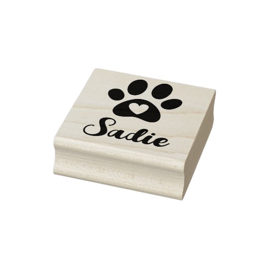 Paw met Heart en Eigen Gezelschapsnaam Sadie Rubberstempel (Stempel)