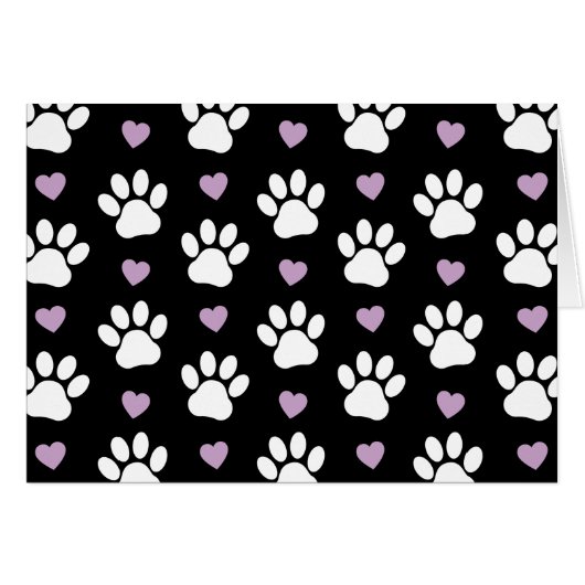 Paw Motif, Chien Paws, White Paws, Lilac Hearts (Devant horizontal)