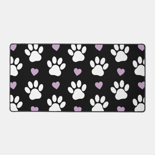 Paw Motif, Chien Paws, White Paws, Lilac Hearts (Recto)
