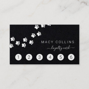 Paw path white on black dog groomer loyalty card visitekaartje