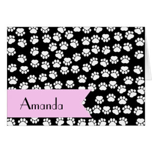 Paw Pattern, Dog Paws, Black and White, Jouw naam