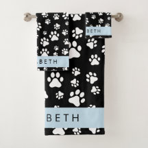 Paw Pattern, Dog Paws, Black and White, Jouw naam